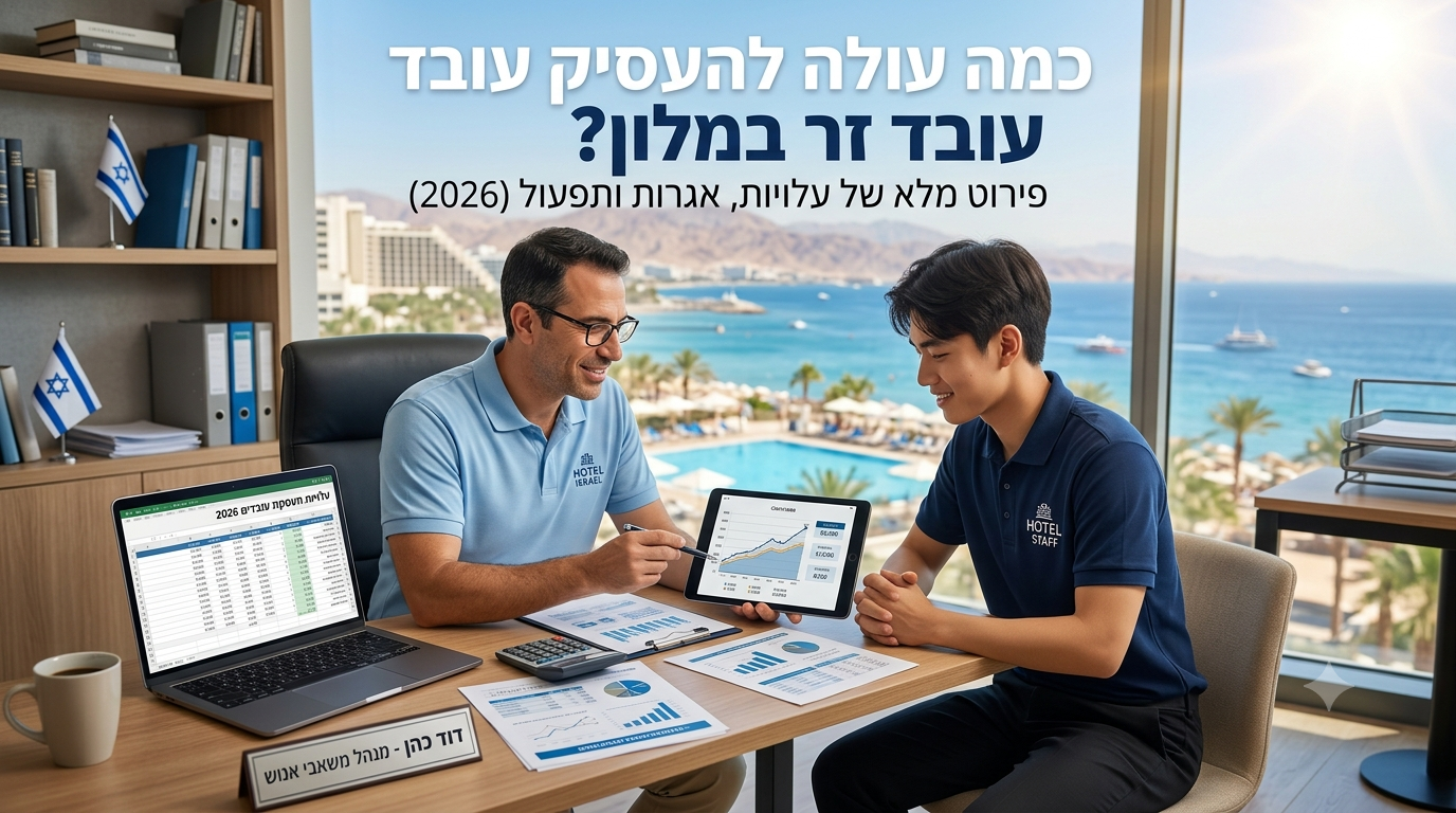 כמה עולה להעסיק עובד זר במלון? פירוט מלא של עלויות, אגרות ותפעול (2026)