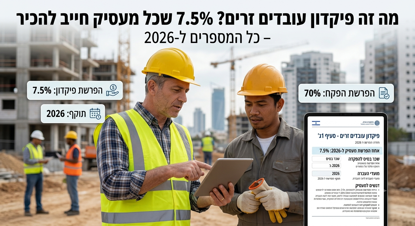 מה זה פיקדון עובדים זרים? 7.5% שכל מעסיק חייב להכיר — כל המספרים ל-2026