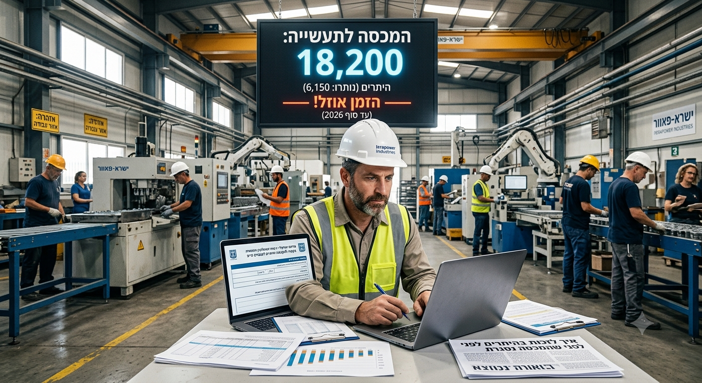 18,200 היתרים לתעשייה עד סוף 2026: איך מפעלים זוכים בחלק שלהם לפני שהמכסה נסגרת